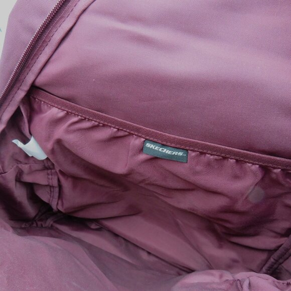 Skechers Burgundy 17" Backpack Mesh Pockets Padded Straps Durable Design - Picture 7 of 10